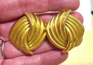 Christian Dior Earrings Clip On Gold 1 X 1 1/4 Inches Vintage