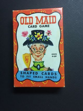 Vintage Old Maid Card Game Shaped Cards Great Graphics Built - Rite 1970 