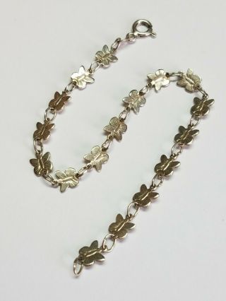 Vintage 925 Italy Sterling Silver Butterfly Link Bracelet 7 "
