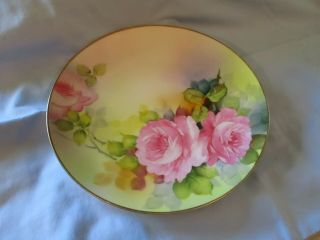 Vintage Noritake Hand Painted 8.  5 " Plate Pink Roses