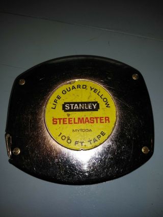 Vintage Classic Stanley My100a Tape Measure 100ft Life Guard Yellow Steelmaster
