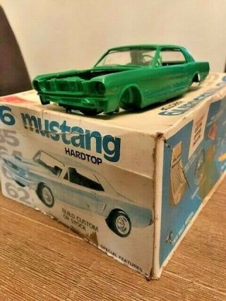 Vintage Almost Nib Amt 1966 Mustang 2 In 1 Kit.  Molded In Green Easy Build