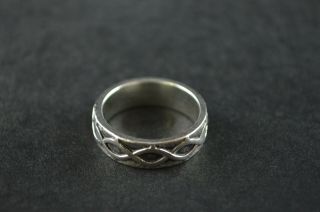 Vintage Sterling Silver Band Ring W Weave Design - 8g