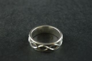 Vintage Sterling Silver Band Ring w Weave Design - 8g 2