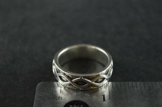 Vintage Sterling Silver Band Ring w Weave Design - 8g 3