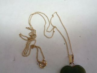 Vintage Marked 1/20 12K Gold Filled Chain JADE Heart Pendant Necklace 4