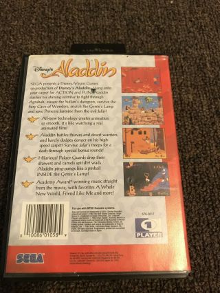 Disney ' s Aladdin Vintage Sega Genesis 1993. 2