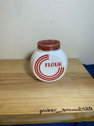 Vintage Anchor Hocking Fire King Vitrock Red Flour Shaker