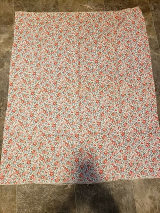 Floral Vintage Feed Sack Quilt Sewing Craft Fabric Pink Blue 37 1/2 " X 43 "