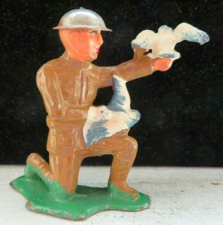 Vintage Barclay Lead Toy Soldier Pigeon Dispatcher B - 066 Paint
