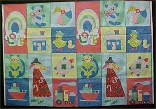 5.  5yd Vintage Cotton Quilt Doll Fabric Print Baby Animals Cheater Style Spring