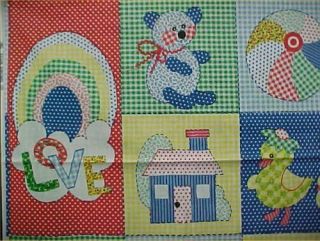 5.  5yd Vintage Cotton Quilt Doll Fabric Print BABY Animals Cheater Style Spring 2