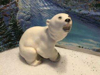 Vintage Polar Bear Figure Lomonosov Porcelain Ussr