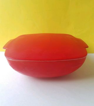 Vintage Pyrex 525B Red 2 - 1/2 Quart Covered Casserole Dish With Lid 2