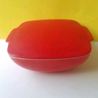 Vintage Pyrex 525B Red 2 - 1/2 Quart Covered Casserole Dish With Lid 3