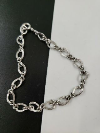 Vintage Sterling Silver 925 6 Mm Wide Links Chain Bracelet 7.  25 " L (4.  8g)