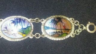 Vintage BRAZIL BUTTERFLY WINGS Bracelet Souvenir of Peru Silver Tone 3