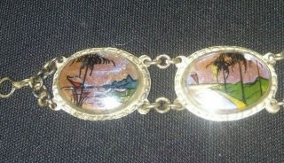 Vintage BRAZIL BUTTERFLY WINGS Bracelet Souvenir of Peru Silver Tone 5