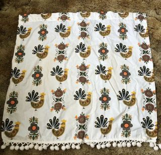 Vintage 1950 Kitchen Curtains Roosters 2 Pair Retro Mid Century