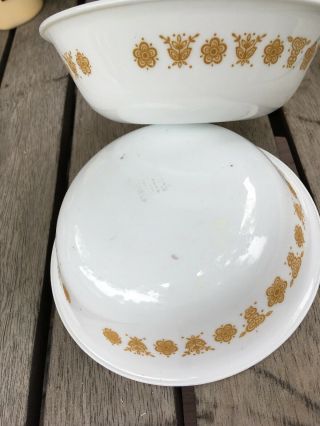 Two Vintage Retro 1972 Corelle Butterfly Gold 8 1/2 " Serving Bowls