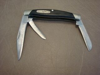 Vintage Buck Usa 3 Blade Folding Pocket Knife 303 Black Saw - Cut Delrin Handles