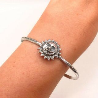 Silver Cloud Jewelry Old Pawn Vintage Sterling Silver Sun Face Tribal Bracelet