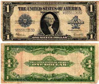 Vtg 1923 $1.  00 Lg Size United States Silver Certificate Washington Fr 237 Circ