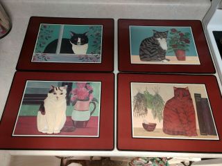 Vintage Set Of Pimpernel Cats Acrylic Cork Placemats England