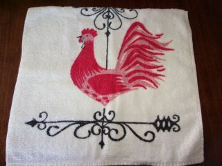 Vintage Morgan Jones Red Rooster Chicken Weather Vane Terrycloth Kitchen Towel