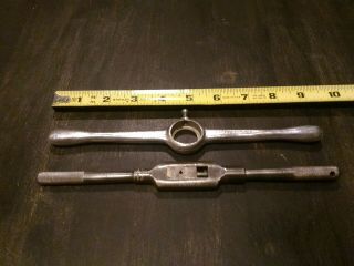 Vintage No.  4 Threaded Tap Wrench And Die Holder (no. ) Both Made In Usa
