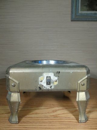 Vintage Repurposed Hot Plate Raised Dog/cat Bowl Elevated Pet Feeder Water Dish