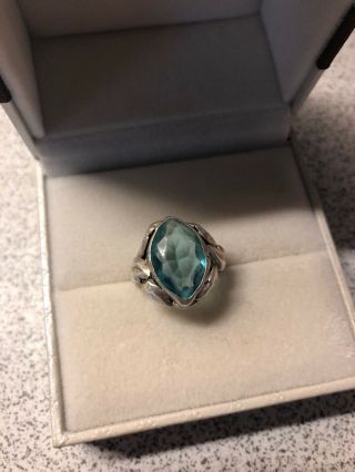 Vintage Large Blue Crystal 925 Sterling Silver Ring Size 6