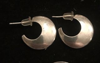 Vintage Thick 925 Sterling Silver Hoop Earrings Posts Hoops Southwestern