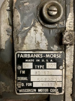 Vintage Fairbanks Morse Xd1b7 Magneto 20° Cw For Wisconsin