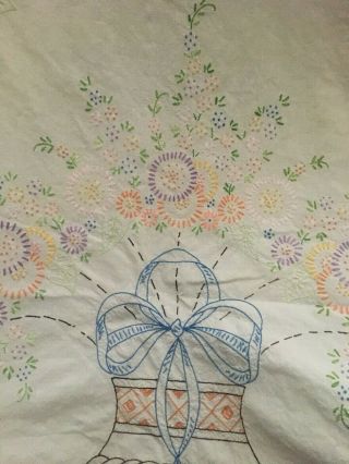 Large Vintage Embroidered Twin Bed Cover Bed Spread Floral 3