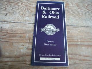 Vintage No.  5 1922 B&o Baltimore And Ohio Railroad All Trains Via Was Timetable