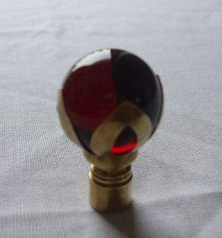 Vintage Deep Ruby Red Aladdin Lamp Glass Marble Finial 2