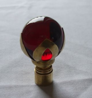 Vintage Deep Ruby Red Aladdin Lamp Glass Marble Finial 3