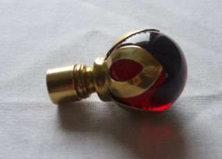 Vintage Deep Ruby Red Aladdin Lamp Glass Marble Finial 4