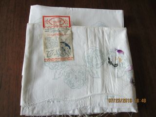 Vintage Pillow Tubing Stamped For Embroidery & Crochet Trim Pansies