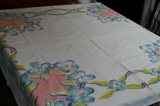 Vintage Great Cotton Kitchen Tablecloth 46x54 Lovely Bold Flowers