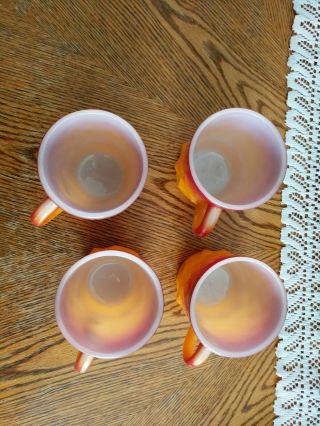 Vintage Set of 4 Anchor Hocking Fire King Diamond Pattern Coffee Mug Cup orange 3