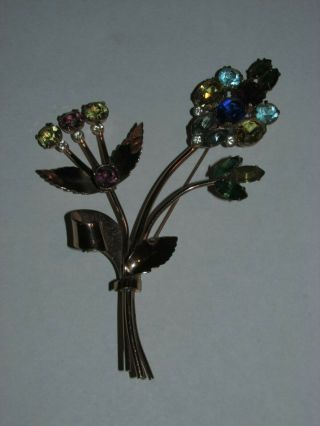Vintage Coro Craft Sterling Silver Flower Pin,  4 Inches Tall,  Pretty