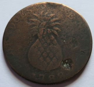 1788 Barbados Pineapple 1 Penny Cent Token Coin Vintage (140910v)