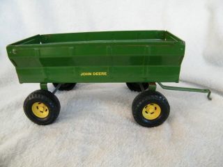 Vintage Ertl John Deere Green Farm Wagon Trailer 1/16 Tin Toy Farming