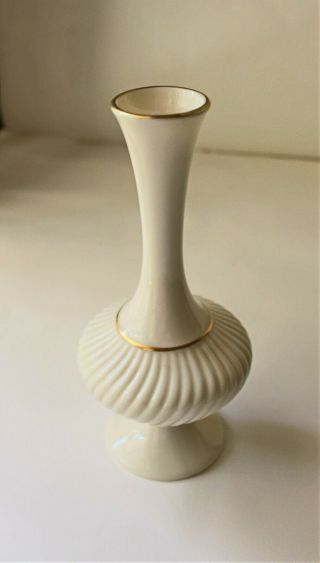 Vintage Lenox Ivory Porcelain 7 " Bud Vase U.  S.  A.  Markings With 24k Gold Trim