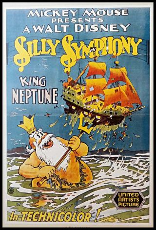 Vintage Disney Print - Walt Disney Mickey Mouse Silly Symphony King Neptune