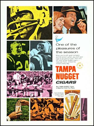 1968 Tampa Nugget Cigars Football Game Fans Smoker Vintage Photo Print Ad Ads22