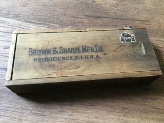 Vintage Brown And Sharpe Micrometer 47 Machinist Wooden Box,  1  Gage ;wrench