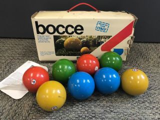 Vintage Bocce Ball Game Set,  8 Balls,  Instructions / Box - Missing Jack Ball
